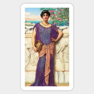 The Tambourine Girl by John William Godward Sticker